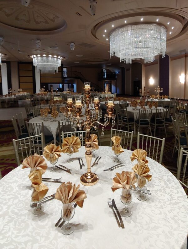 Tall Crystal Candelabra Centerpieces