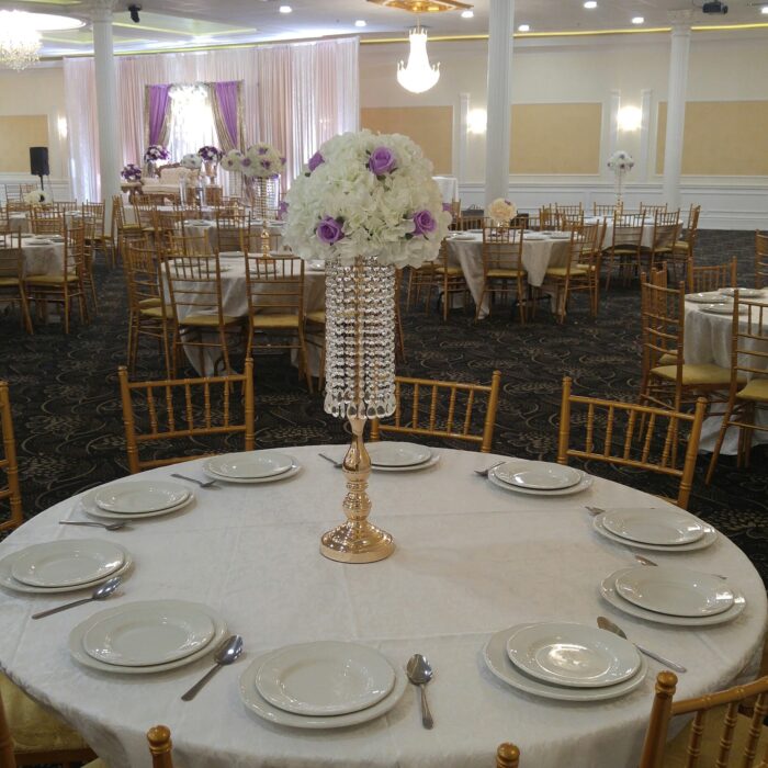 Crystal Garlands Gold Centerpieces with Silk Florals