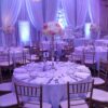 Ivory White Hydrangea and Pink Roses Centerpieces with Silver Stands
