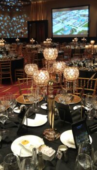 Crystal Globe Gold Candelabras