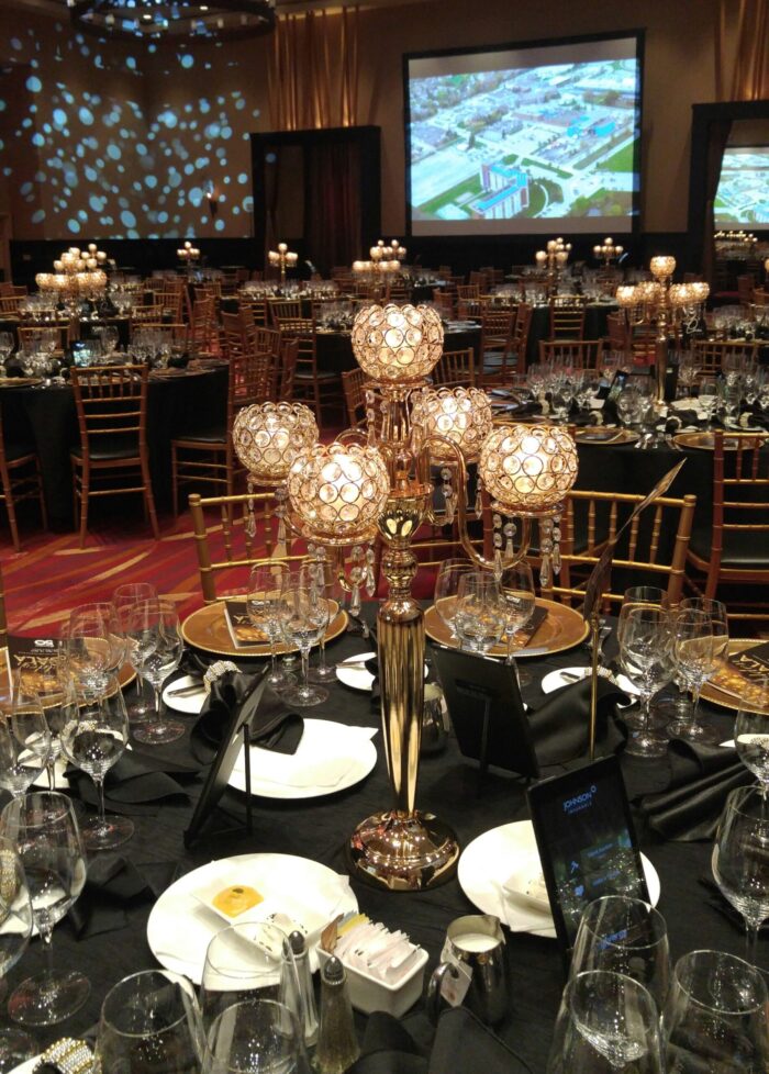 Crystal Globe Gold Candelabras