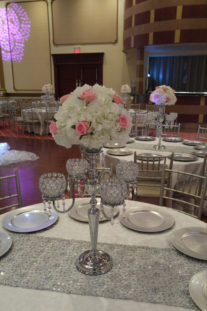 Silver Candelabras with Centerpieces