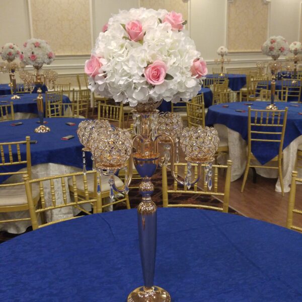 Gold Candelabras with Silk Floral Centerpieces - Image 3