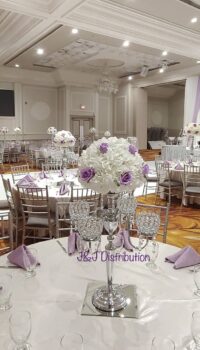 5 Arm Silver Candelabras with Flowers Centerpieces
