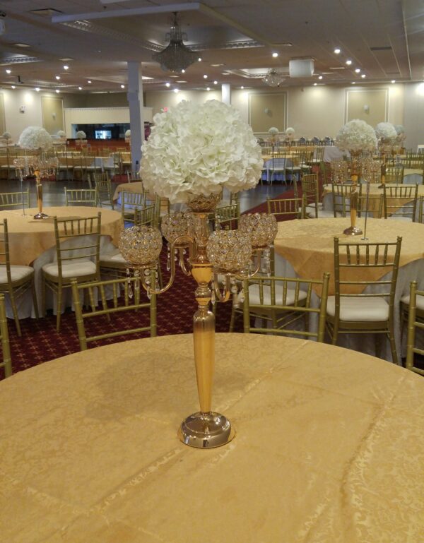 Candelabras include Ivory White Hydrangeas Centerpieces - Image 4