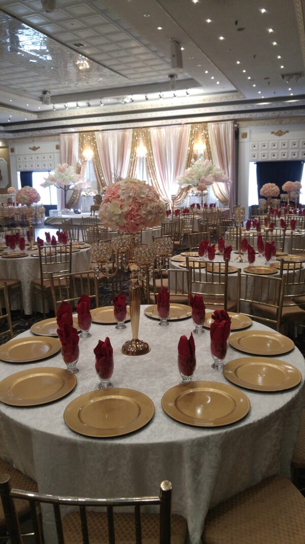 Crystal Globe Gold Candelabras include Flowers Centerpieces - Image 4