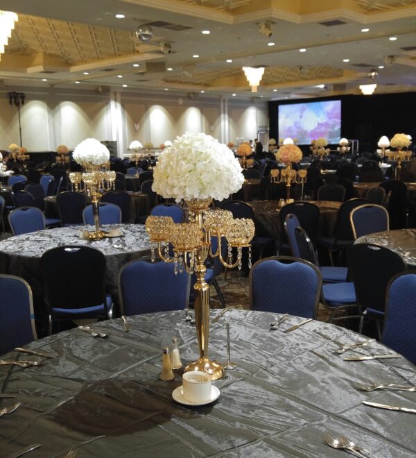 Candelabras include Ivory White Hydrangeas Centerpieces - Image 5