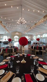 Silk Rose Balls with Metallic Stands