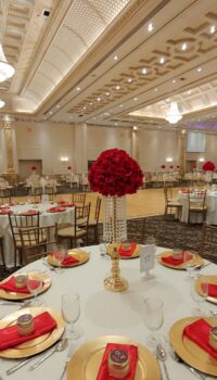 Crystal Garlands Gold Centerpieces with Silk Florals
