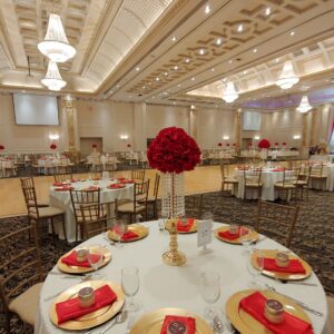 Crystal Garlands Gold Centerpieces with Silk Florals