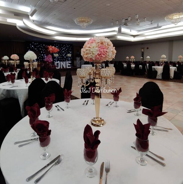 Crystal Globe Gold Candelabras include Flowers Centerpieces - Image 10