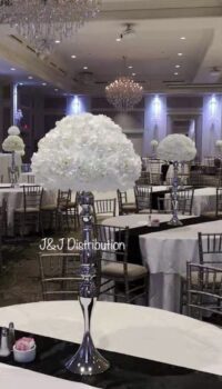 Silver metallic stands with silk florals centerpieces